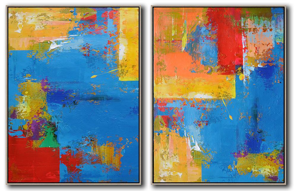Hand-painted Set of 2 Contemporary Art on canvas - Abstract Painting On Canvas Extra Large